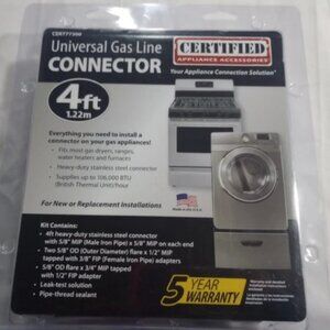 Universal Gas Line Connector Kit 4Ft 1.22m Stainless Steel for Gas Appliances